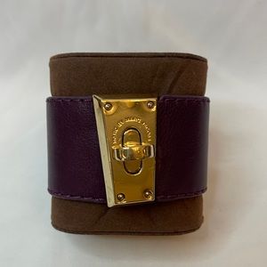 MARC by Marc Jacobs purple leather and gold lock cuff bracelet